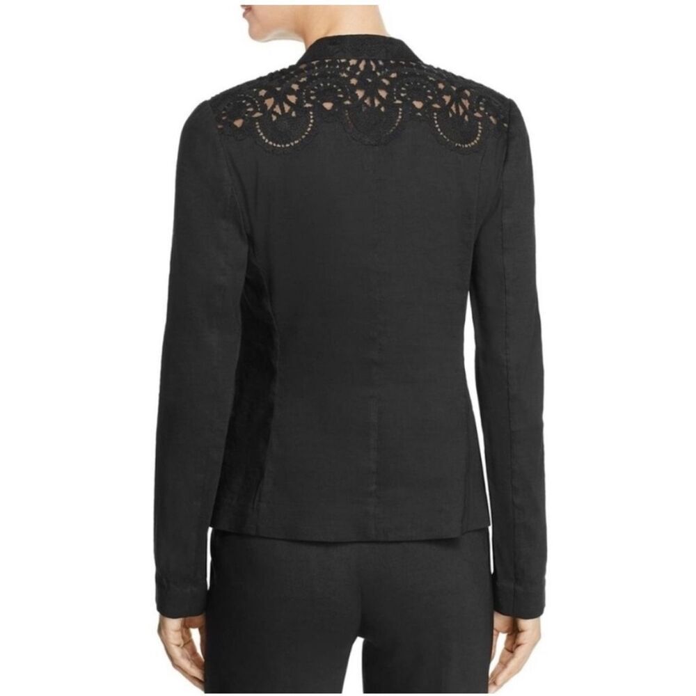 Kobi Halperin Claudia Black Lace Detail Open Front Line Blazer Inset Jacket Sz L